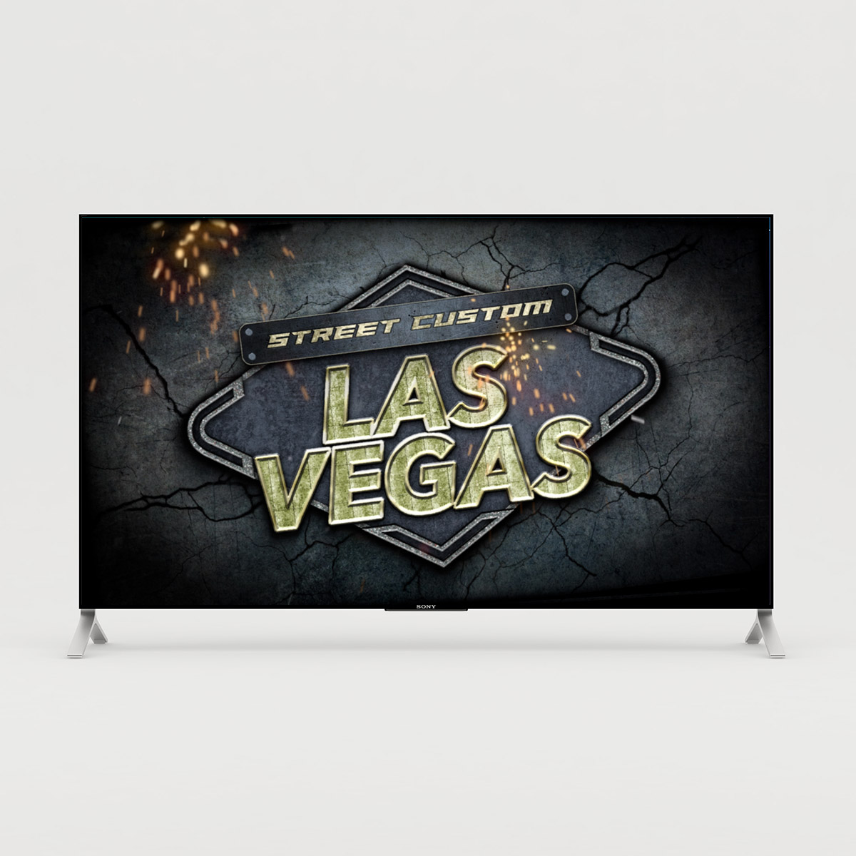 Monitor TV con screenshot della sigla di apertura della serie TV Las Vegas Street Custom